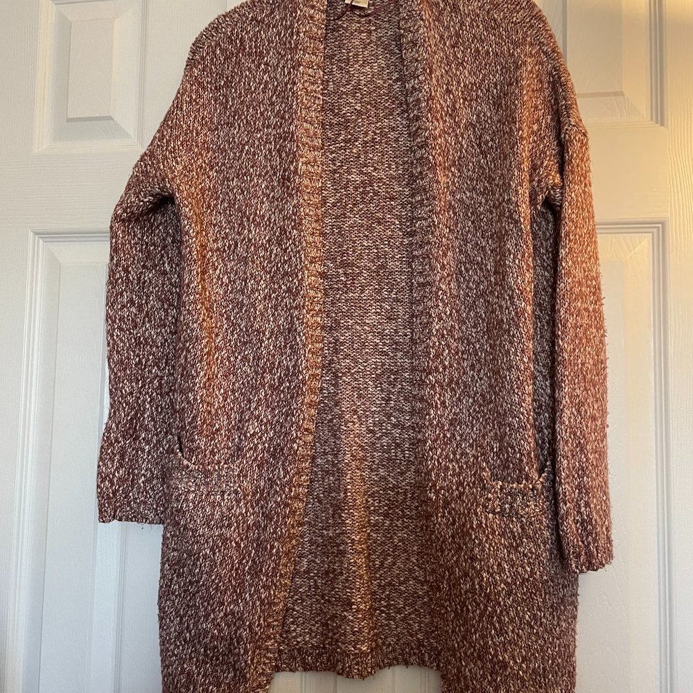 Women's small cardigan sweater jacket soft in burgundy /cream by Ruby Moon
